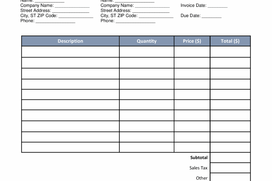 Printable Free Plumbing Invoice Template Printable Templates