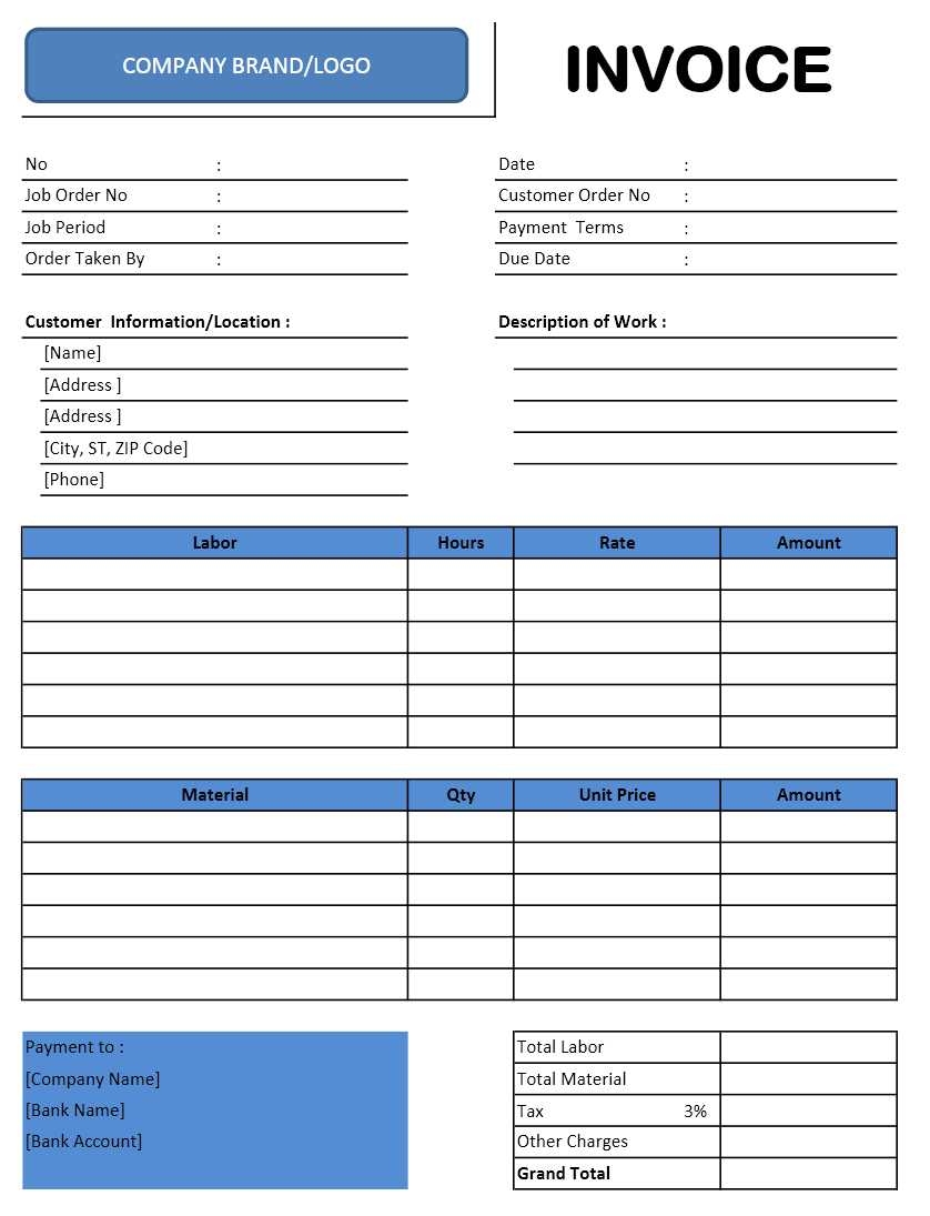 Printable Free Plumbing Invoice Template