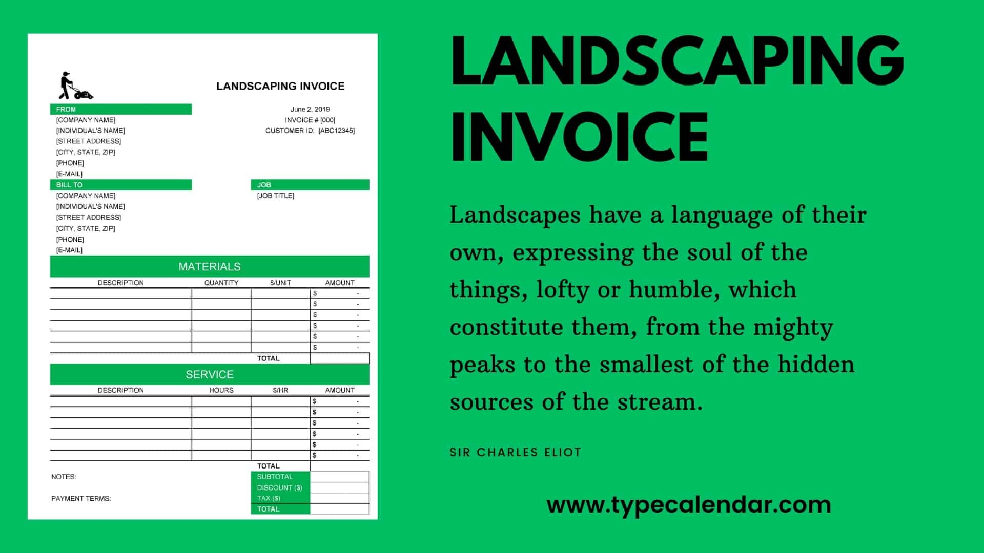 Printable Invoice For Landscaping Template