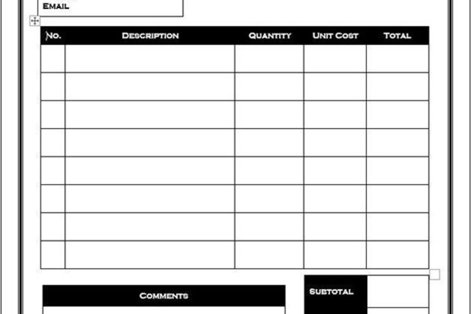 Printable Invoice Template Editable Microsoft Word Form digital