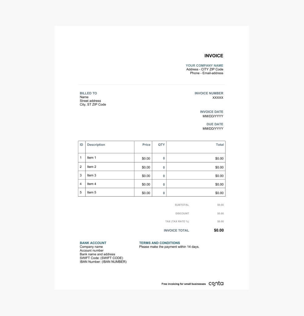Printable Invoice Template Free Invoice Format Excel Word 