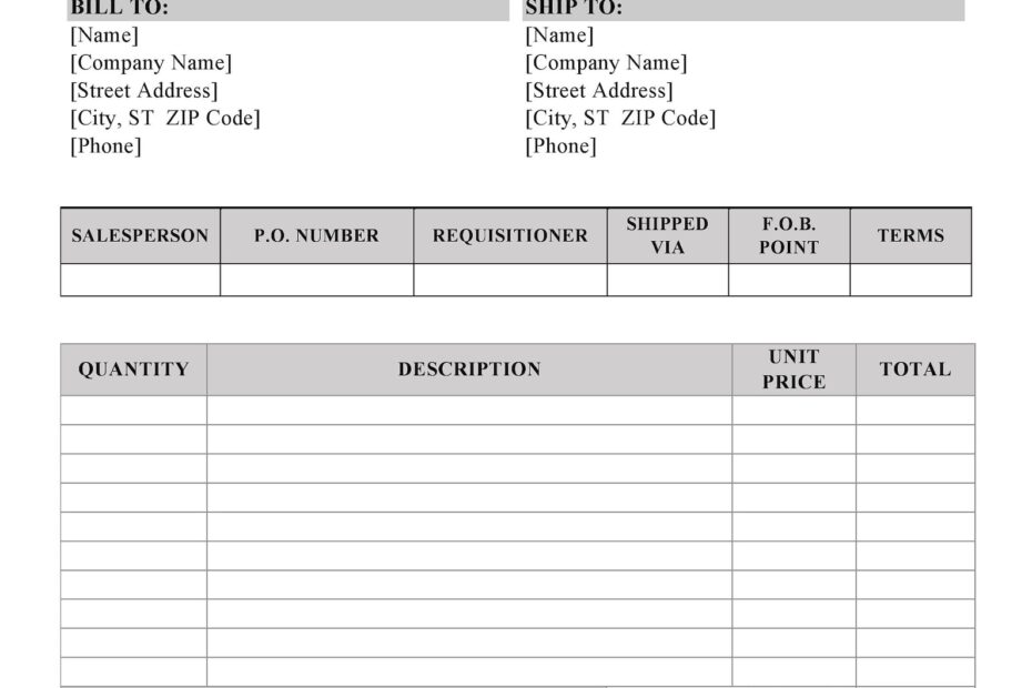 Printable Invoice Templates Free