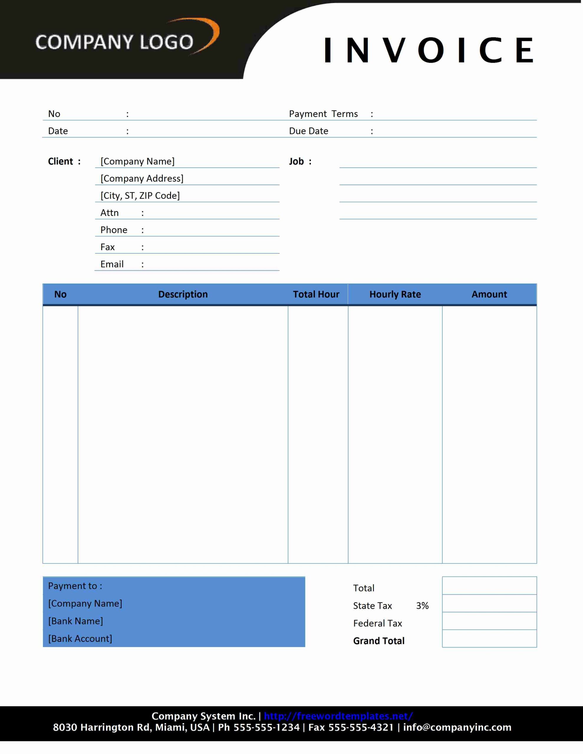 Printable Invoice Templates Free