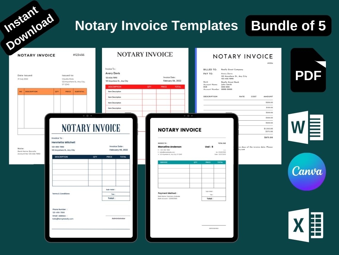 Printable Notary Invoice Template PDF Word Excel Printable Notary Invoice Template PDF Word Excel