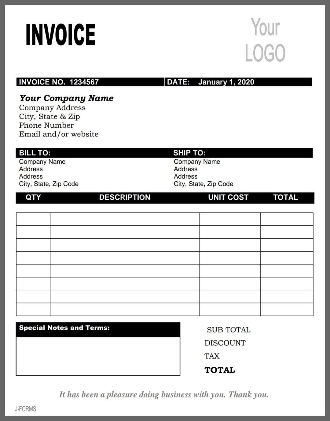 Printable Receipt Template Business