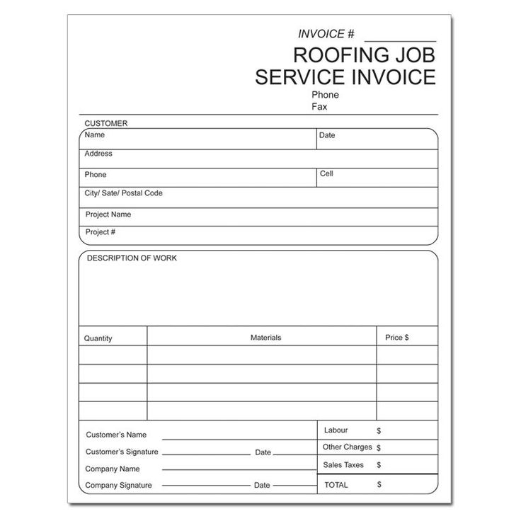Printable Roofing Receipt