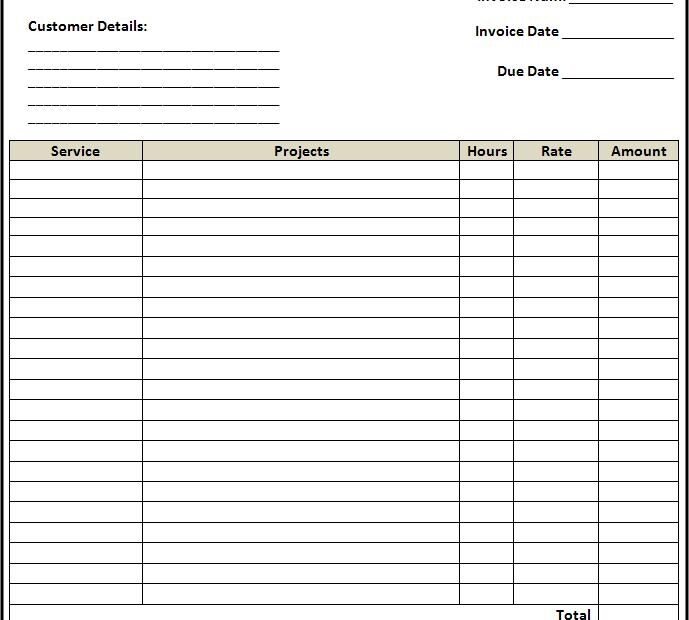 Printable Service Invoice Free Word 39 s Templates