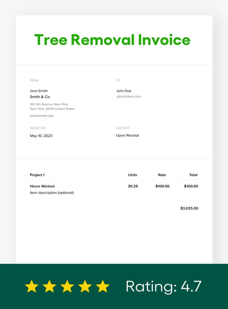 Printable Tree Service Invoice Template