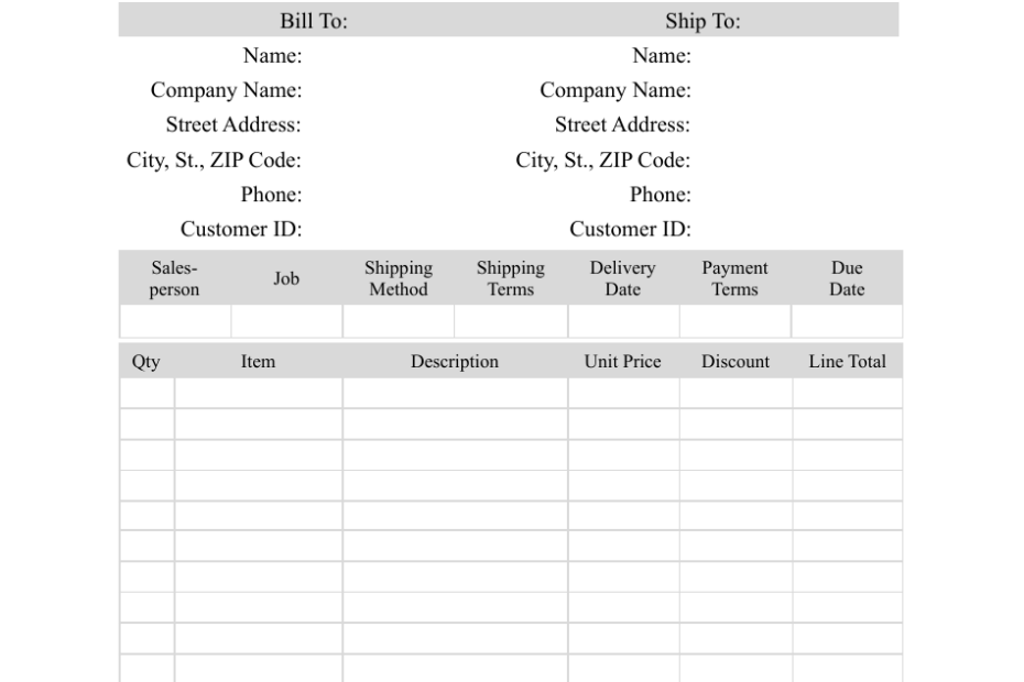 Sales Invoice Template Word