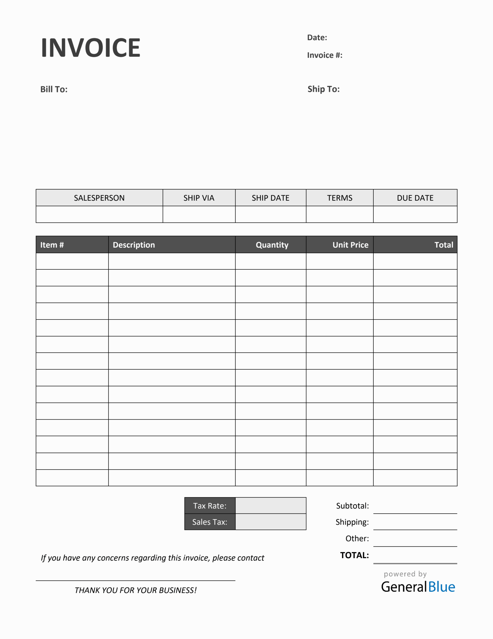 Sales Invoice With Tax In PDF Colorful Worksheets Library