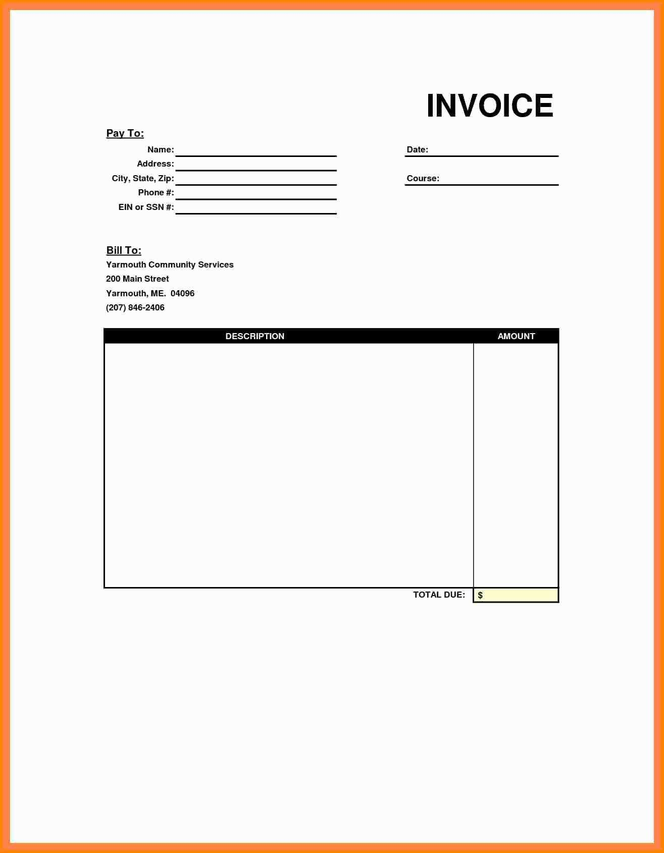 Self Employed Invoice Template Free Printable Templates