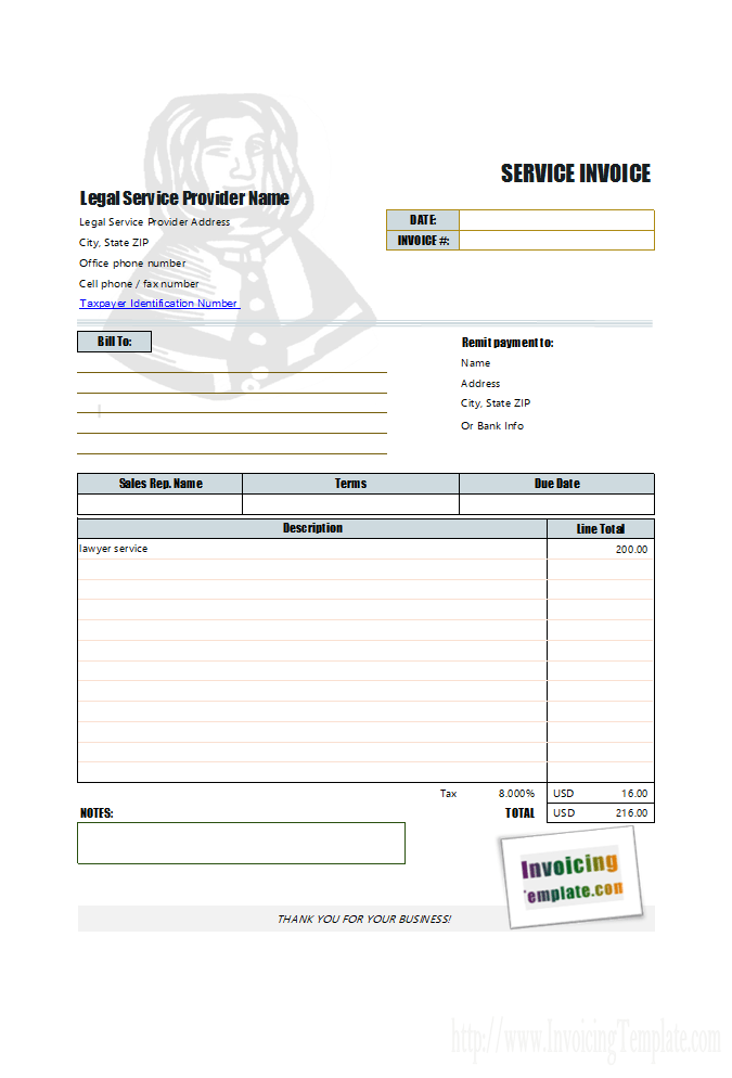 Services Rendered Invoice Template Free Download Bonsai