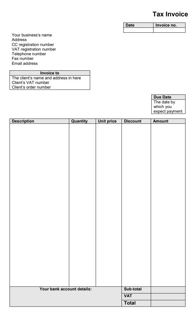 Tax Invoice Template Free Word Templates