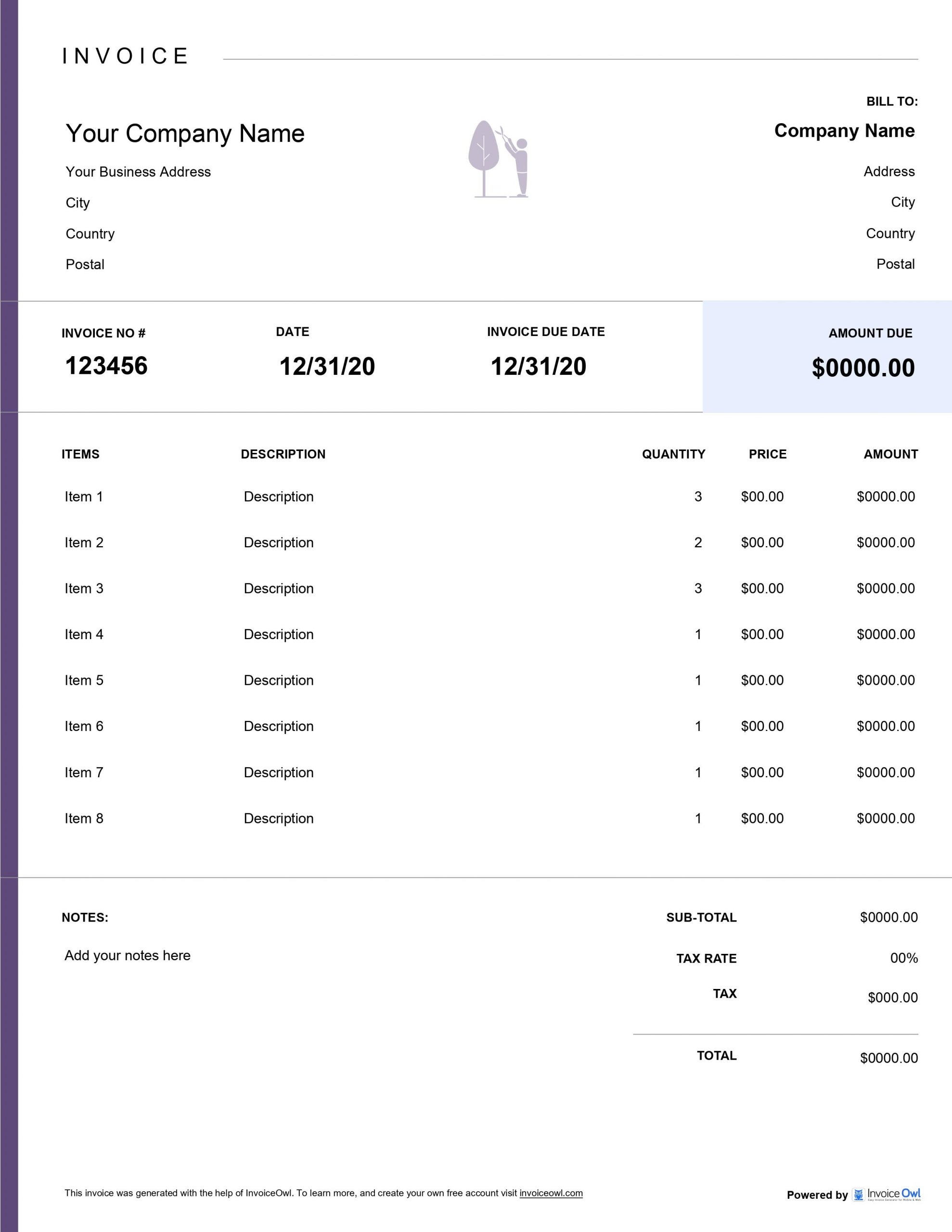 Tree Service Invoice Template Free U0026 Professional InvoiceOwl